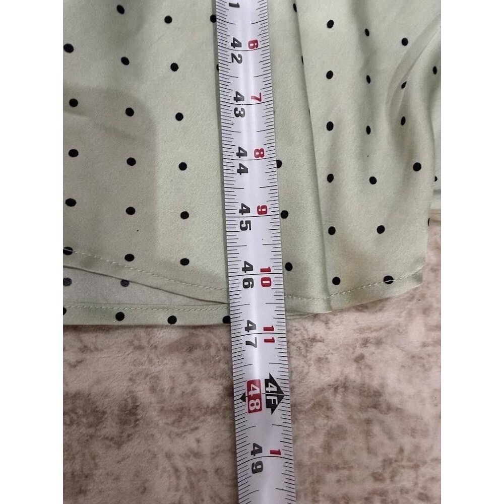 Vita Grace Martina Polka Dot Cascade Skirt Matcha Green Satin Asymmetric S - Picture 8 of 10